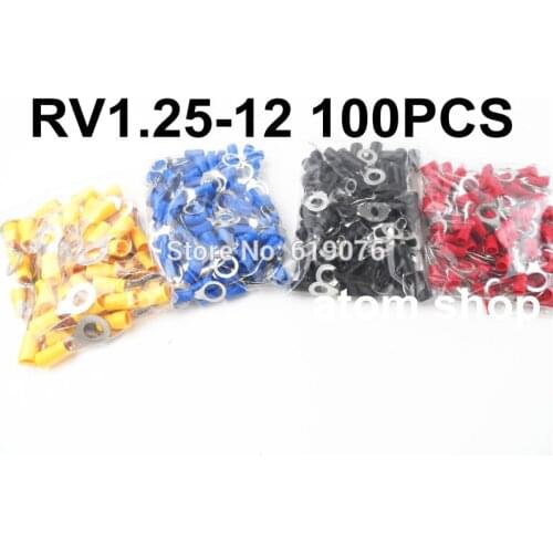 Cold pressed terminal RV1.25-12 brass type O insulated terminal circular terminal 100PCS