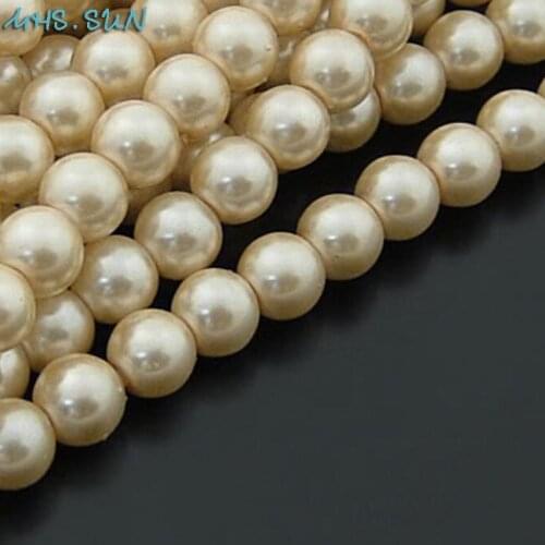 MHS.SUN 3MM-16MM Fake Pearls Lt Beige Imitation Glass Pearl Round Loose Spacer Beads For Garment/Jewelry Making