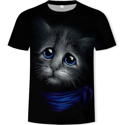 Cat 3D printing fashion T-shirt men and women couples cute cat street clothing loose and comfortable fabric O-neck mens T-shirt