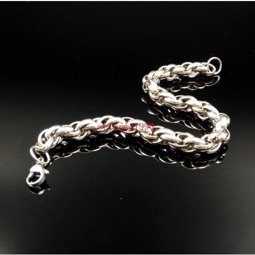Fashion New design Stainless Steel Rope Chain Link Bracelet Huge Bangle for Men 9mm Huge