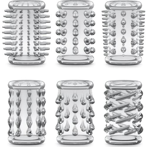 6 Pcs/Set Stretchy Textured Stay Hard Cock Sleeve Kit,Enhancement Erection Sleeves Comdom Extraordinary Sensations For You