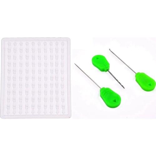 500 Pcs Clear Fishing Bait Rig Carp Stops & 1 Set Wholesale Bait Needle Tool