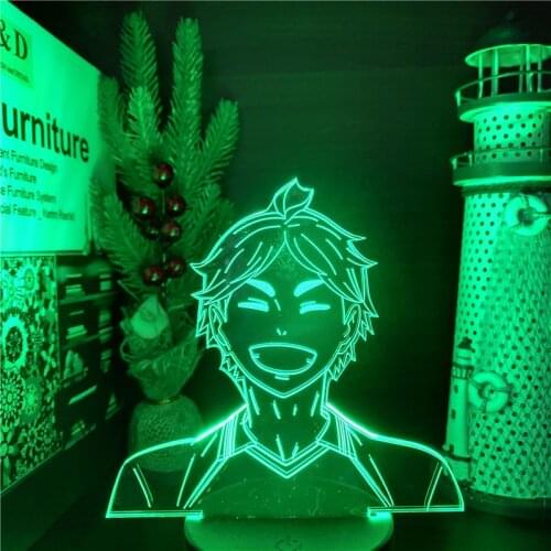 HAIKYUU 3D Illusion Led Nightlights KAWAII SUGAWARA Color Changing ANIME LAMP Lampara For Home Decor