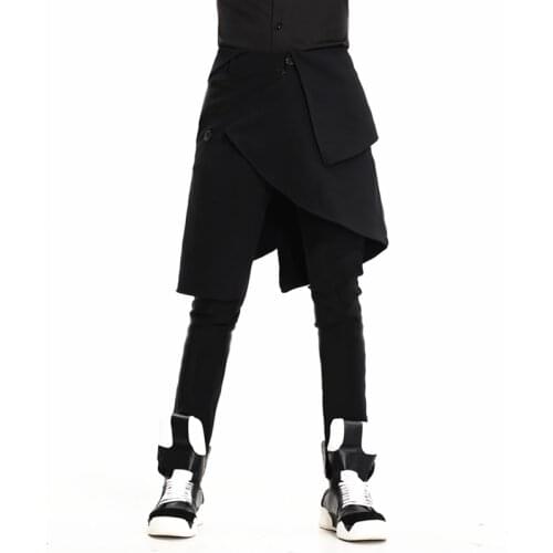 Hot 2020 Spring New Men Fashion Casual Tide Trousers Slim Culottes Harem Pants Hairstylist Nightclub Male Singer Costumes