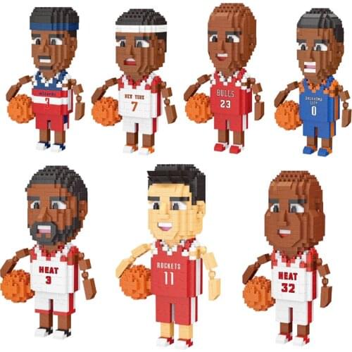The New Basketball Idol 3D Model Building Block Basketball Player DIY Miniature Assembly Brick Movable Doll Model Childrens Toy