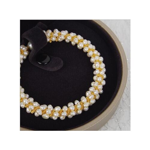 Original design Hand woven Winding 14k Gold injection Baroque jewelry 100% Natural freshwater Pearl bracelet for women