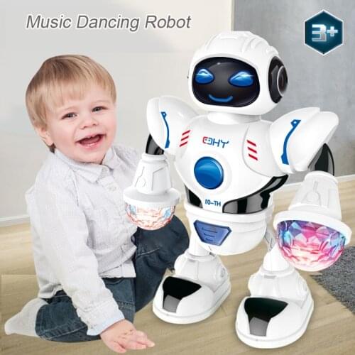 Dazzling Music Robot Shiny Educational Toys Electronic Walking Dancing Smart Space Robot Kids Music Anime Figure Robot Toys
