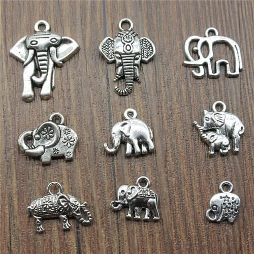20pcs Elephant Charms Antique Silver Color Cute Elephant Charms Pendants For Bracelets Small Elephant Charms Making Jewelry