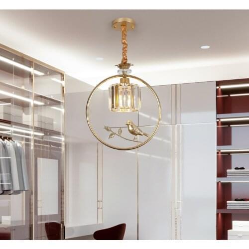 Nordic Pendant Lamps For Dining room Restaurant Bar Gold Light Crystal Led Pendant Light Bird Corridor Hanging Lamp Bedside deco