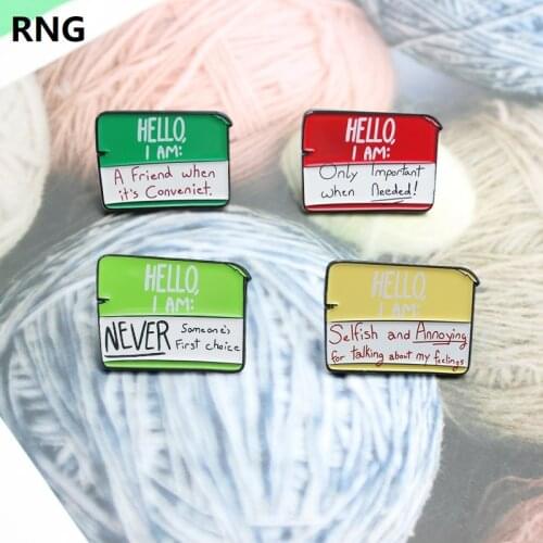RNG color note log hello best friend greeting metal enamel brooch important friendship exchange sticker lapel jewelry pin