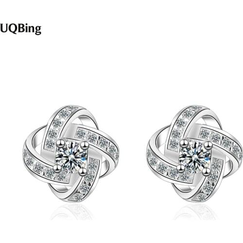 925 Sterling Silver Eternal Star Crystal Stud Earrings For Women High Quality Jewelry Wholesale