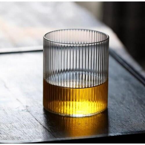 Vertical Stripes Glass Cup Espresso Coffee Beer Cup Handmade Glass Drink Tea Mug Heat-resistant Milk Cup Transparent Drinkware