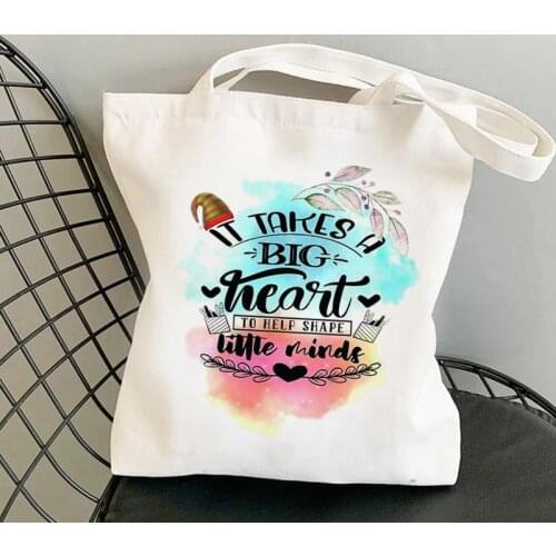 Supplies Teacher It Takes a Big Heart Printed Tote Bag women Harajuku shopper Funny girl Shoulder shopping Lady gift Canvas Bag