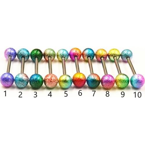 50pcs Body Jewelry Tongue/ Nipple Shield Ring Barbells Straight Bar 14Gx16x6/6 New Colors Body Piercing Jewelry