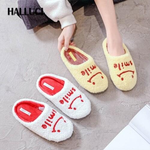 Japanese Smiley Casual home shoes slippers women Plush non-slip comfortable indoor Wooden floor slippers woman TX12052