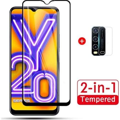 2in1 Full Cover Tempered Glass For vivo y20 Y20 y20i Screen Protector Camera Lens Protective Glass For vivo y20 i y 20i y 20