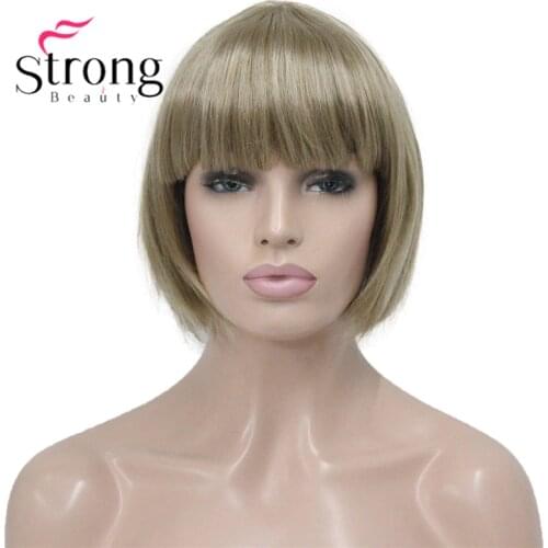 StrongBeauty Womens Short Bob Straight Blonde Full Synthetic Wig For Everyday