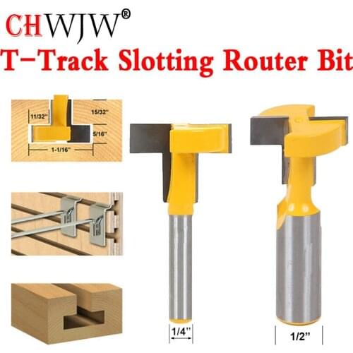 1pcs 1/4" 8mm 1/2'' Shank Top Quality T-Slot & T-Track Slotting Router Bit For Woodworking Chisel Cutter Wholesale Price