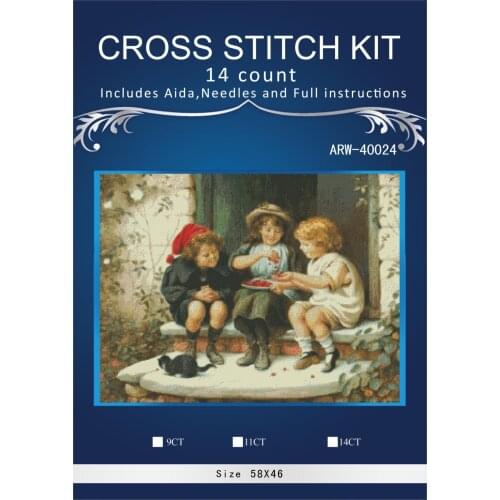 11/16/18/28 Needlework,DIY DMC 14CT Cross stitch,Set For Embroidery kits,Lake river Counted Cross-Stitching Girl talking