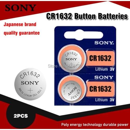 2Pcs original new battery for Sony cr1632 3v button cell coin batteries for watch computer ECR1632 cr 1632 Lithium Batteries