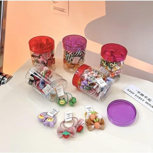 20 Pcs/Set Children Cute Cartoon Flower Fruit Bow Hair Bands Baby Girls Sweet Scrunchies Rubber Bands Kids Hair Accessories