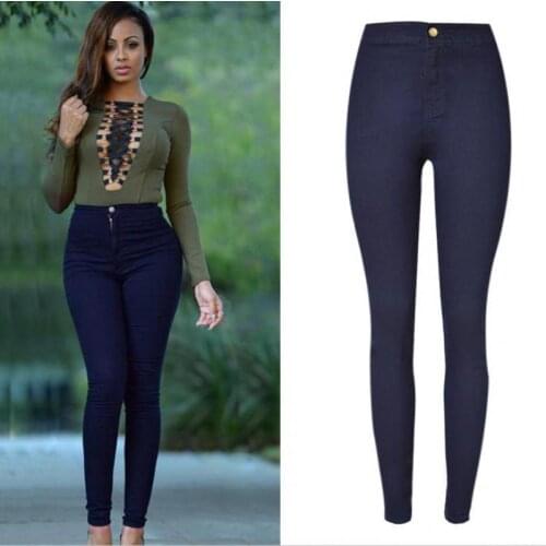 2021 High Waist Jeans For Women Mom Jeans Blue/black High Stretch Jeans Female Washed Denim Skinny Pencil Pants