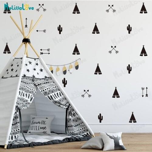46 pcs/set Vinyl Wall Sticker for Nursery Room Teepee Tent Arrow Decals Decor Decals Bedroom Wallpaper JW590