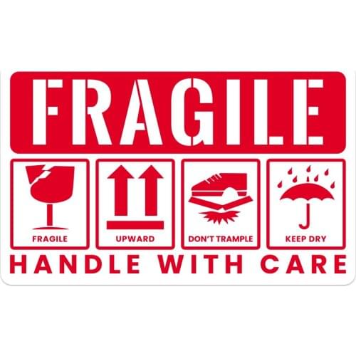 50Pcs/Pack Red Shipping Labels Mini Fragile Handle with Care Warning Stickers Keep Dry Upward Do Not Trample Label stickers