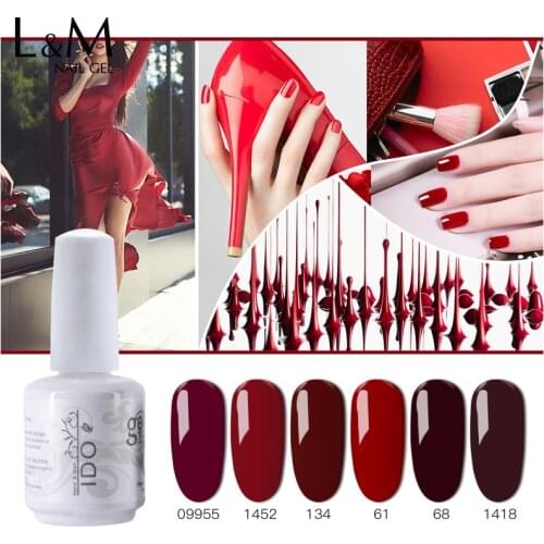 6 Pcs Lot Soak off Red Wine UV Nail Gel Varnish Wedding Color Series Nail Gel Polish Nail Art Red Color Gel Polish Gel Artist