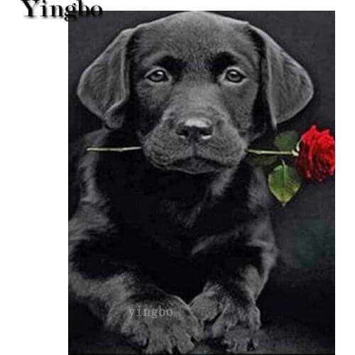 5D Diamond Painting Labrador Full Square Rhinestone Pet Dog Rose Flower Hand Embroidery Sale Diamond Mosaic Home Decor Gift New