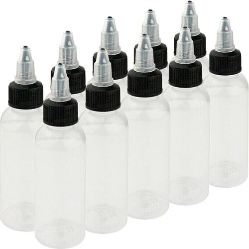 ATOMUS 10pcs 60ml Plastic Tattoo Ink Pigment Bottle Twist Cap Transparent Container Tattoo Supply Accessories