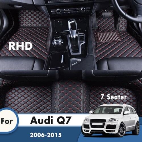 RHD Custom Car Floor Mats For Audi Q7 2015 2014 2013 2012 2011 2010 2009 2008 2007 2006 7 Seater Leather Carpet Styling Foot Pad