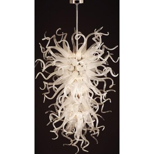 Free Shipping Custom Made Luminaire Elegant White Murano Glass Shade Modern Style Chandelier