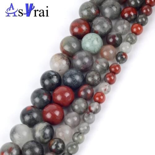 3 4 6 8 10 12mm Natural Stone Africa Blood Stone Beads For Jewelry Making Round Loose Spacer Beads DIY Bracelet Necklace Charms