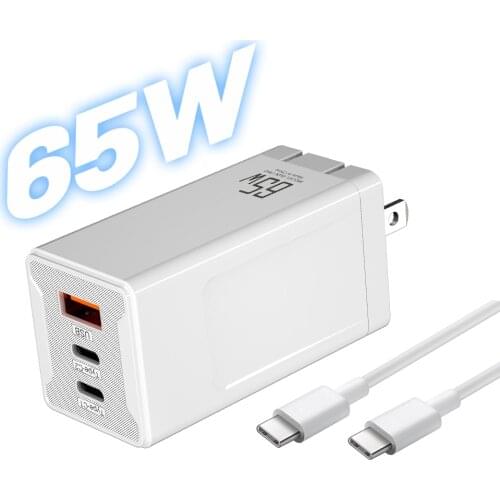 Transpeed 65W GaN Fast Charge USB-C Quick Charger QC3.0PD3.0 5V 2A/4.5A Port Type-C Fast Phone For Laptop iPhone12 Pro Max Macbo