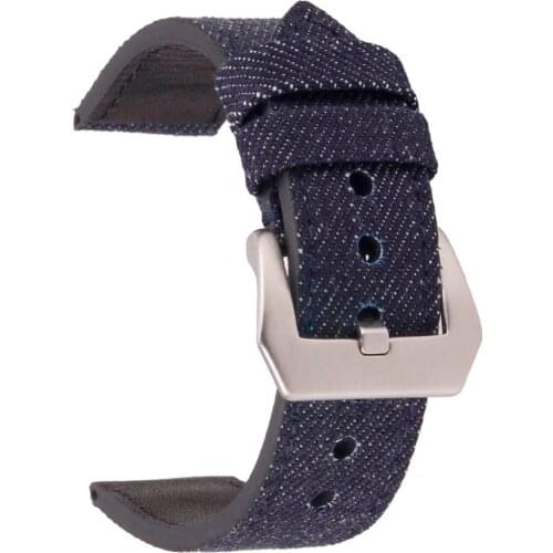 EACHE Denim Leather Watch Band Strap 20mm 22mm 24mm Navy Black