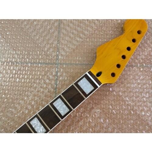 Reverse head Guitar Neck for ST Replacement 21 Fret Maple yellow Gloss Finish