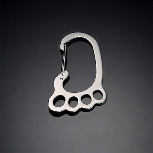 Creative Stainless Steel Foot Shape Keychain Cute Key Ring Hook Outdoor Camping Hiking Buckle Carabiner Key Holder Bag Charm
