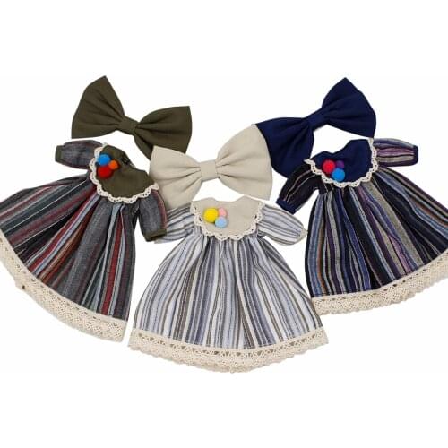 ICY DBS Blyth DollDBS Blyth icy 1/6 30cm doll clothes cute retro dress with bowknot three colors girl gift toys licca body