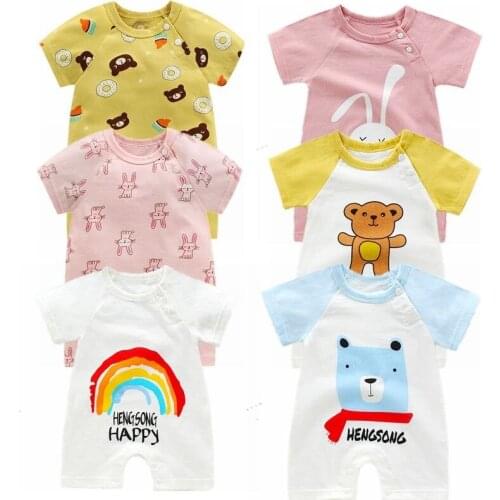 0-24m Baby Summer Hot Style Short Sleeved Crawling Suit Neonatal Cotton Thin One-piece Clothes