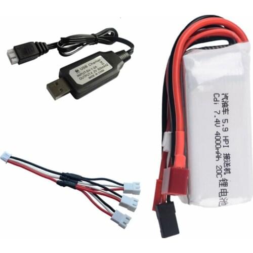 7.4v 4000mah lipo battery+charger for HPI XL OCTANE gasoline 5.9 1/8 for 7.4V 20C Cdi receiver lithium battery