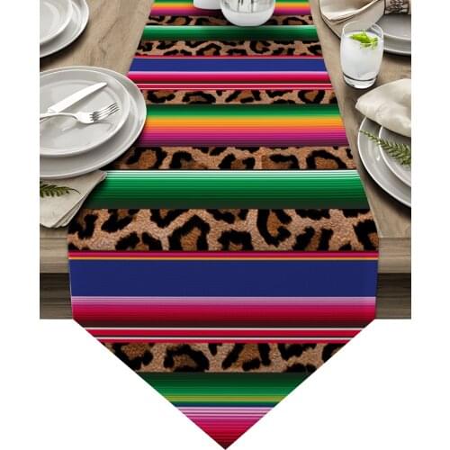Mexican Stripes Cow Pattern Table Runners Home Dining Coffee Table Decor Table Cloth Wedding Decoration Table Cover