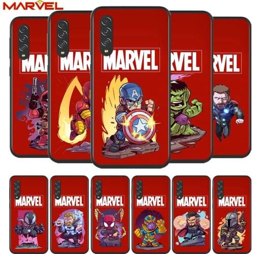Marvel hero cute cartoon for Samsung Galaxy A90 A80 A70 A60 A50 A40 A2Core A10 M31 M21 M60 M40 M30 Soft Black Phone Case