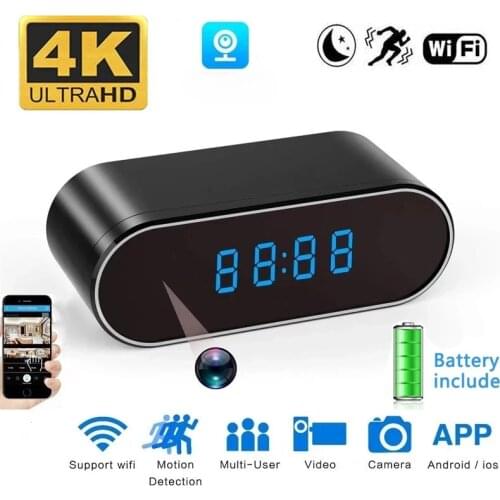 HD 4K 1080P Clock WiFi Camera Mini IP P2P Surveillance camera Infrared Night Vision Alarm Motion Remote CCTV Camera pk Camera