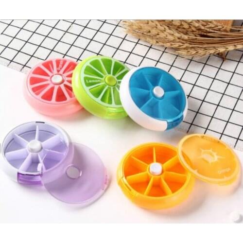 Mini 7 Lattices Pill Box Tablet Vitamin Pomelo Orange Pill Case Dispenser Medicine Boxes Dispensing Medical Kit Organizer Case