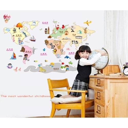Fashion cartoon map wallpaper delicate stickers stylish wallpaper flowers applique Home Improvement household supplies