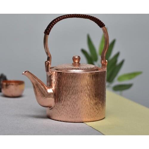 Pure Copper Hammer Pattern Teapot Handmade Kettle Boiler Antique Tableware Teaware