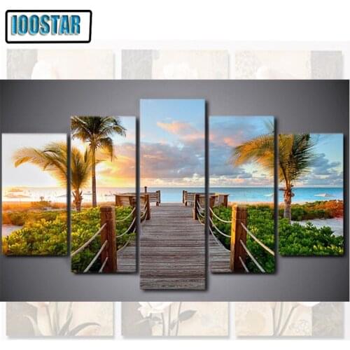 5d DIY Diamond Painting Beach sea nature scenery Cross Stitch Kits Full Diamond Embroidery 3D Diamond Mosaic Needlework 5 pcs