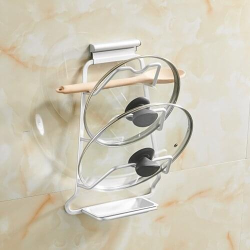 Wonderlife Wall Mounted Anti Corrosion Storage Holder Easy Clean Multifunction Pot Lid Rack Cooking Utensil Home Organizer