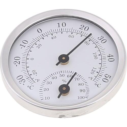 Mini Alloy Aluminum Wall Mounted Temperature Humidity Meter Thermometer & Hygrometer For Sauna Room Household
